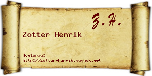 Zotter Henrik névjegykártya